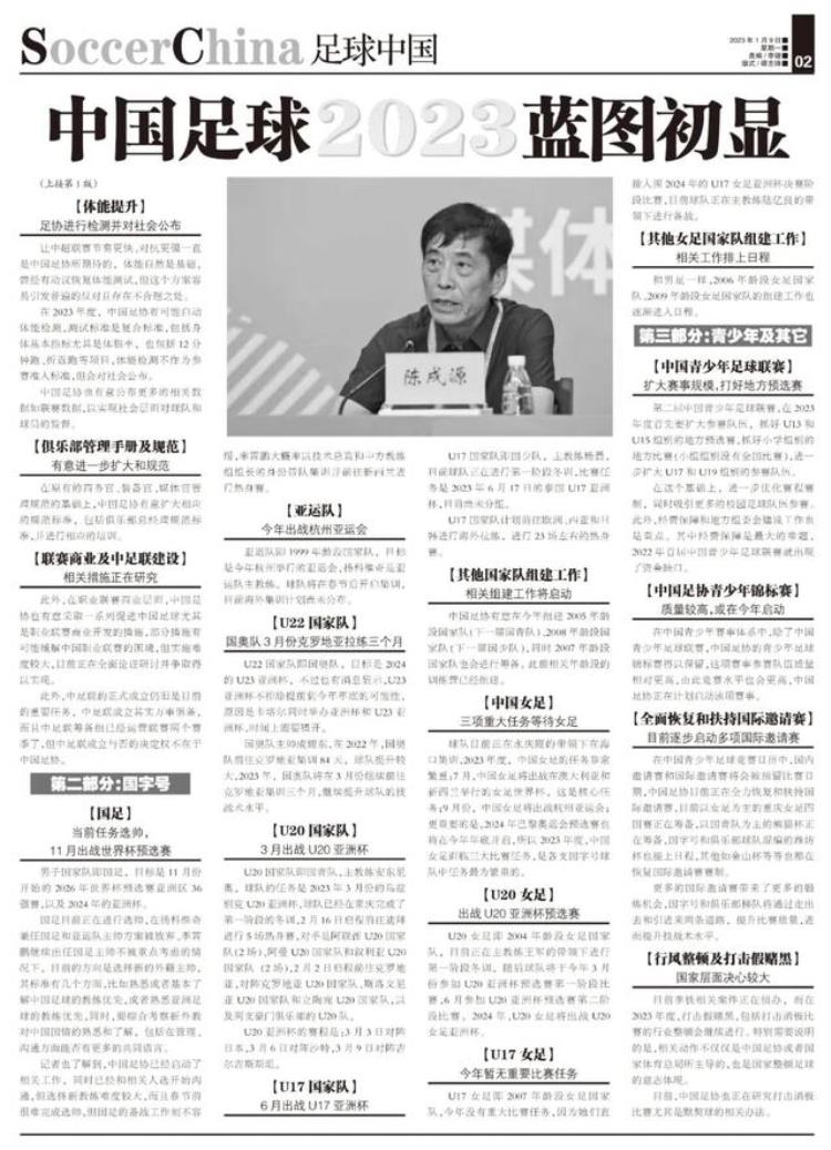 中国足球最新政策「中国足球2023蓝图初显国家层面重视清欠工作打击假赌黑决心大」