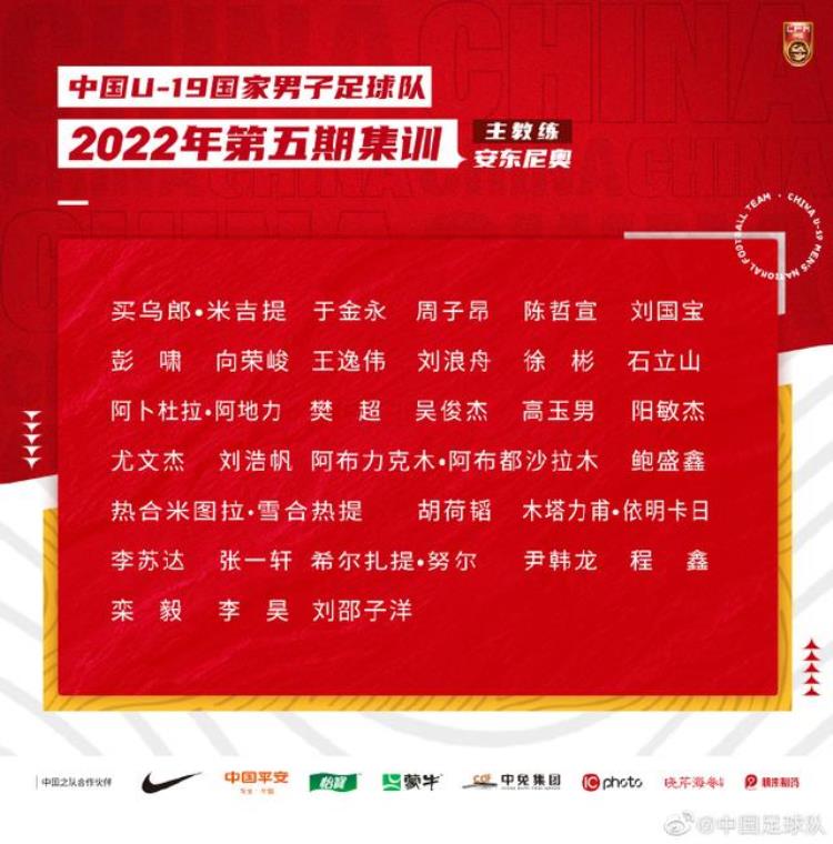 u21男足集训名单「U19男足新一期31人集训名单泰山6人浙江队4人刘邵子洋在列」